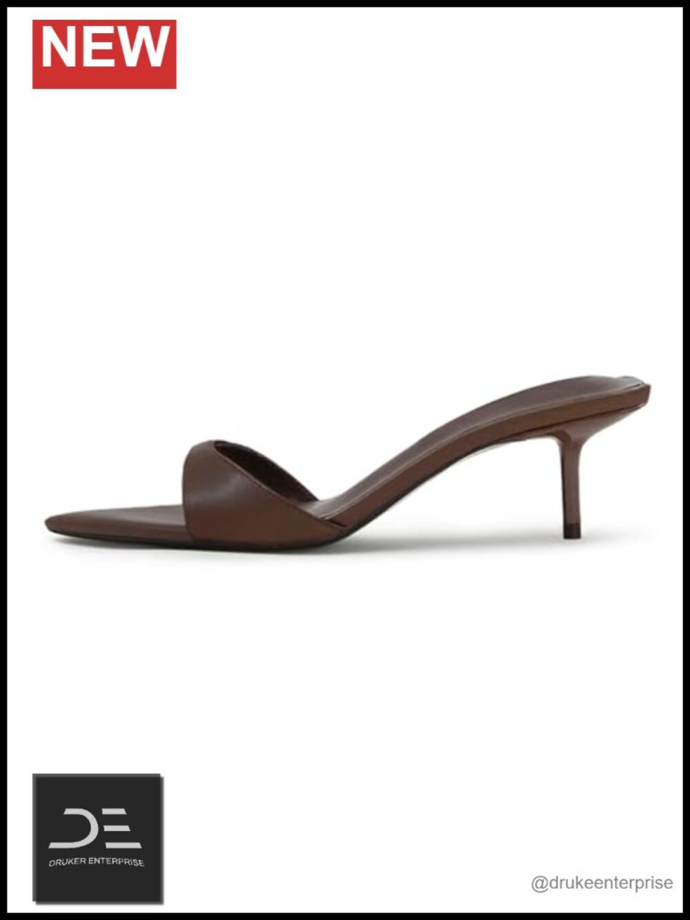 Women's Kitten Heel Mule Sandals Pointed Toe Slip On PU